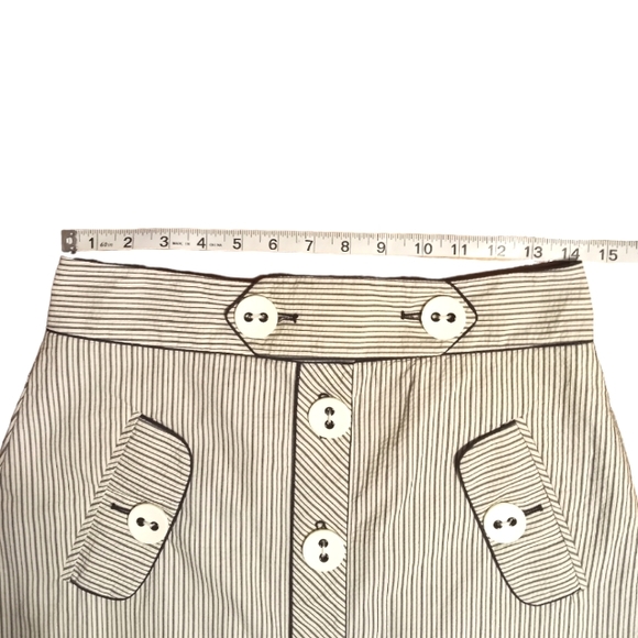 Tibi womens beige a-line striped button front skirt Size 8 - Picture 7 of 10